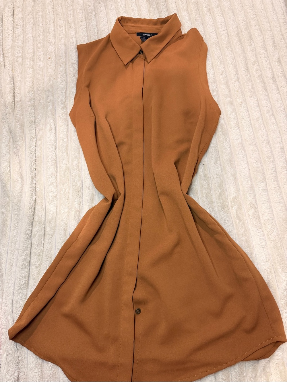 Forever 21 Sleeveless Collared Mini Dress in Camel Brown